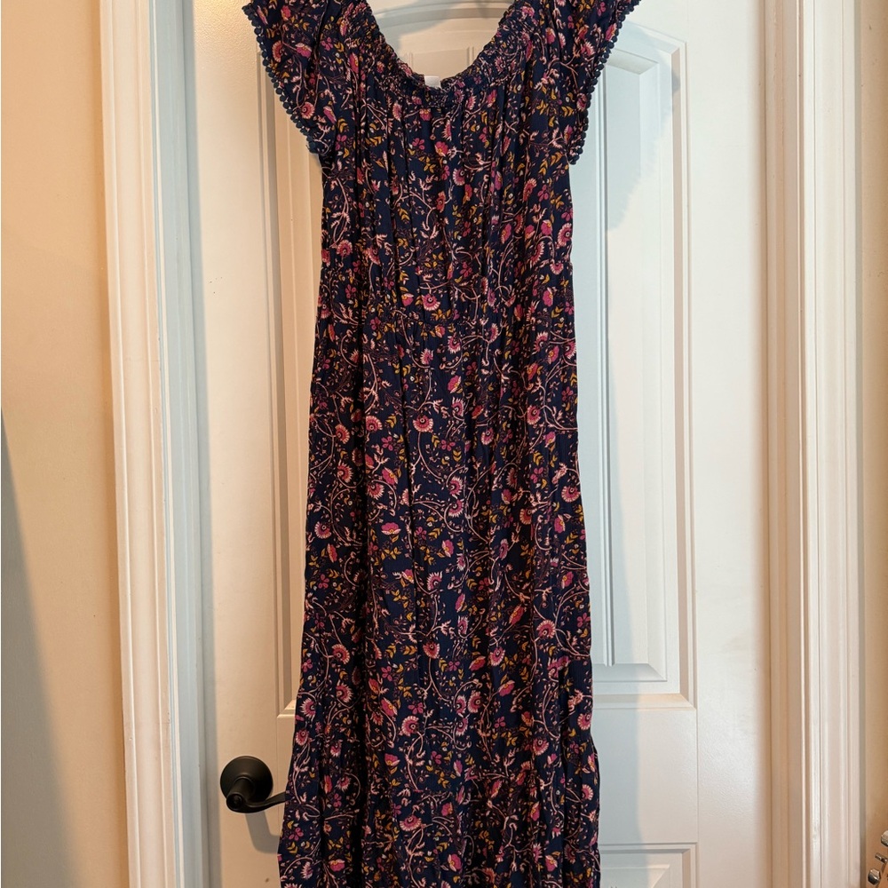 Old Navy Navy and Pink Floral Maxi Dress